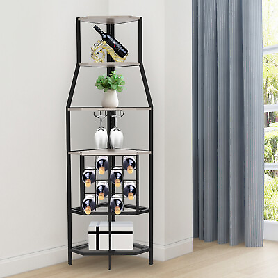 #ad Strong Bearing Capacity Industrial Style Grey Corner Wine Rack Clear Texture $90.24