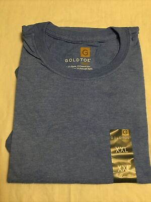 #ad Gold Toe Cotton Crew Neck T Shirt Adult XXL 2XL Heather Blue $14.95
