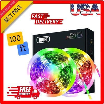 #ad #ad 100 Ft LED Lights for Bedroom Music Sync Color Changing RGB LED Strip Rope Light $14.99