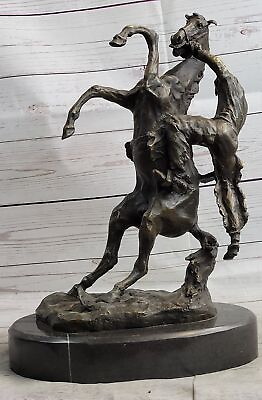 #ad Hot Cast Cowboy with His Wild Horse Genuine Bronze Scilpture Home Decoration $244.65