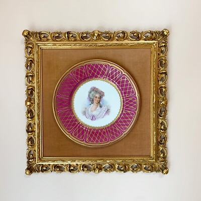 #ad Antique Collectors Plate Hand Painted Princess de Lambelle Framed $699.00