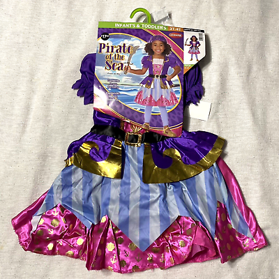 #ad Toddler Girls Pirate Of The Sea Costume With Bandana Halloween Playtime $16.00