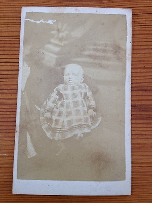 #ad Antique Toddler Infant Baby Child Hidden Mother Tartan Plaid Cabinet Photograph $71.99