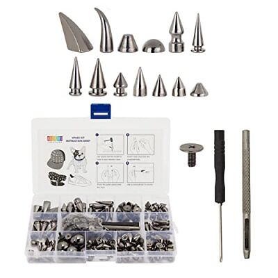 #ad 150 Piece Screw Spike Studs for Clothing DIY Crafts with Tools Assorted Sizes $15.37
