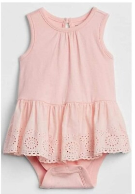 #ad NWT BABY GAP 18 24 MONTHS PINK EYELET LACE ROMPER BUBBLE $12.99