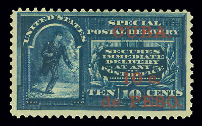 #ad US Administration 1899 SPECIAL DELIVERY overprinted 10c blue Scott # E1 mint MH $125.00