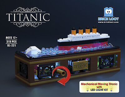 #ad Brick Loot Titanic Ship Moving Titanic Ice w LED Light Kit Set Kit Fits LEGO $25.78