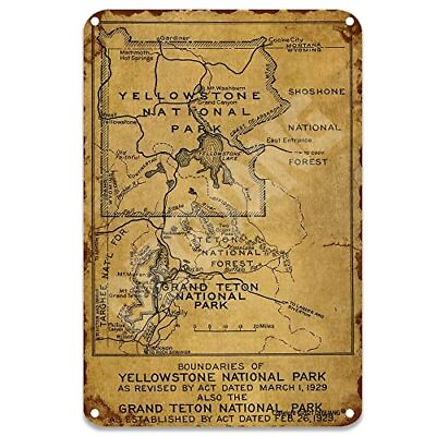 #ad Big Map of Yellowstone National Park Tin Signs Auto for Living Room Toilet $18.74