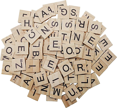 #ad 300PCS Wooden Scrabble Tiles Scrabble Letters for Crafts Making Alphabet Coas $10.26
