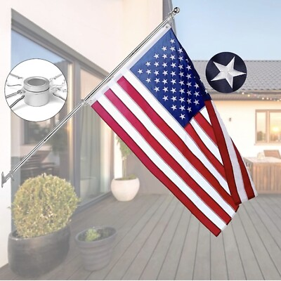 #ad 6ft House Stainless Steel Flag Pole Kit Heavy Duty Nylon 3x5 Ft American Flag $30.00