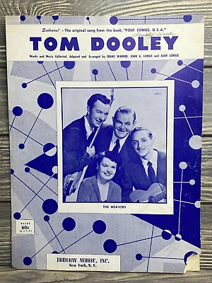 #ad Vintage Sheet Music Tom Dooley 1958 Frank Warren John Lomax Alan Lomax￼ $22.19