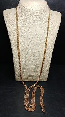 #ad Vintage MONET White Double Chain Necklace Gold Tone. 11113 $20.99