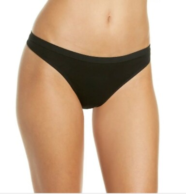 #ad Icebreaker 256952 Women#x27;s Siren Merino Thong Black Underwear Size M $36.00