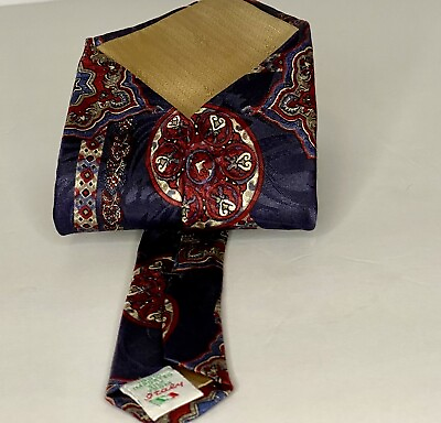 #ad Vintage Giorgio Mens Tie Navy Blue Red Silk Neck Tie Very Classy $28.99