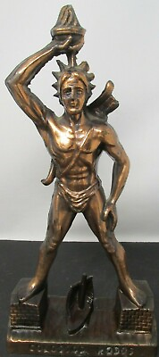 #ad VINTAGE METAMEE MADE IN GREECE 12quot; COLOSSOS RODOS GREEK BRONZE STATUE COOL $24.99