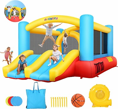 #ad Inflatable Bounce House with Double Slide Jumping Area amp; Blower Outdoor Indoor^ $198.99