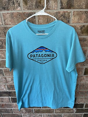 #ad Patagonia Ventura California T Shirt Men#x27;s XL Green Blue Slim Fit Short Sleeve $19.99
