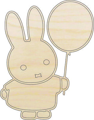 #ad Bunny Rabbit holding a Balloon Laser Cut Out Unfinished Wood Craft Shape BNY9 $23.40