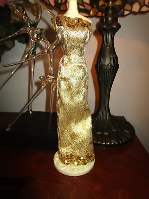 #ad Vintage Barbie Gold Embellished Dress Gown $15.00