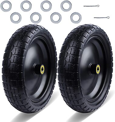 #ad 2 Pack 13” Flat Free Wheelbarrow Tires for Gorilla Carts 5 8quot; BearingsOffset $55.99