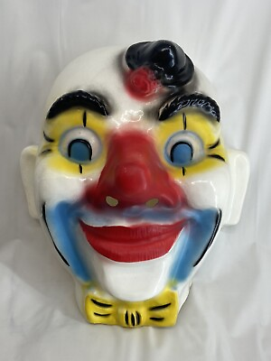 #ad Vintage Clown Face 19quot;x16quot; old plastic Carnival Circus Amusement Park Germany $449.55