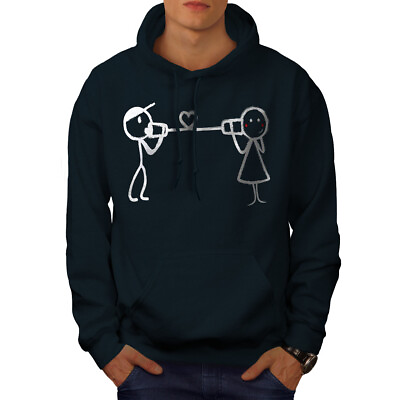 #ad Wellcoda Love Cute Stick Guy Mens Hoodie Human Casual Hooded Sweatshirt GBP 25.99