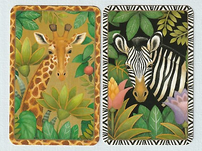 #ad 2 Vintage Swap Playing Cards Genuine Caspari African Animals Giraffe Zebra pr AU $4.95