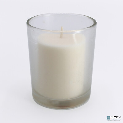 #ad 18 White Colored Unscented Wax Votive Candle in Glass Holder 24 Hours Burn Time $44.86