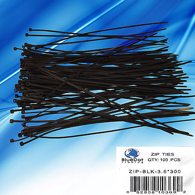#ad 100 Pack Lot Pcs 12quot; Inch UV Resistant Nylon Cable Zip Wire Tie BLACK 40 lbs $7.32