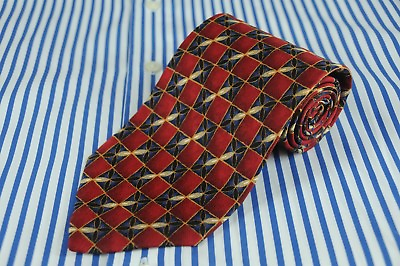 #ad JZ Richards Men#x27;s Tie Red amp; Blue Checker Printed Silk Necktie 60 x 3.5 in. $29.99