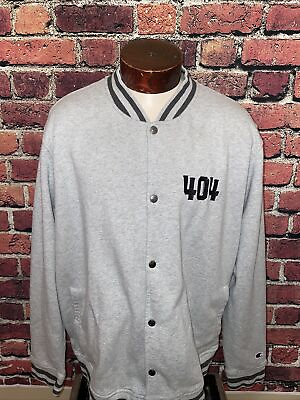 #ad Champion Mens 2XL XXL 404 Gray White Camo Button Up Sweatshirt $35.98