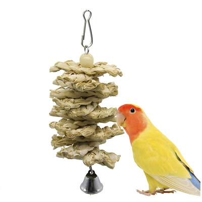 #ad Bird Parrot Chew Toy Wooden Grass Chewing Bite Hanging Cage Swing Climb Chew Toy $4.38
