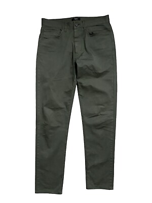 #ad Theory Brewster Soft Sateen Chino Pants Sz 29x31 Dark Green Slim Tapered Stretch $34.99