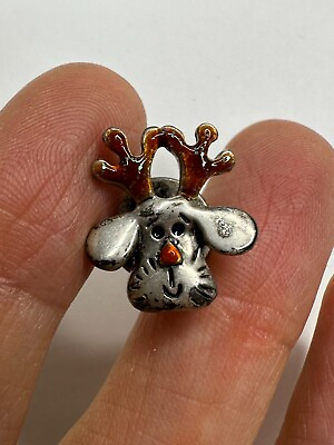 #ad JJ Pewter Reindeer Red Nose Rudolph Tie Tack Brooch Pin Signed $9.49