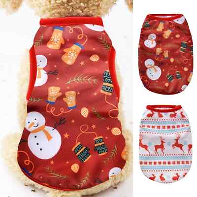#ad Christmas Dog Clothing Cartoon Pet Dog Xmas Vest All Seasons Universal $9.19