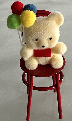 #ad 1980 Russ Berrie amp; Co Mini Light Teddy Bear on Chair with Balloons RARE VINTAGE $12.99