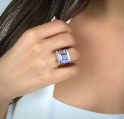 #ad Square Princess Cut Tanzanite Ring · 18k Gold Vermeil Ring · Custom Gold Ring · $47.65
