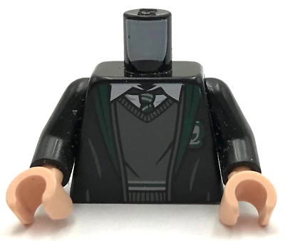 #ad Lego New Black Torso Robe w Dark Green Hem and Slytherin Logo Part $2.49