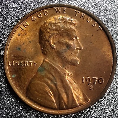 #ad Rare 1970 S Lincoln Cent Floating Roof Error Circulated San Francisco Large Date $16.00