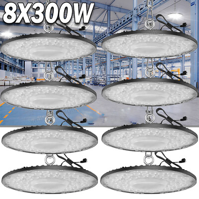 #ad 8 Pack 300W UFO LED High Bay Light Factory Warehouse Commercial Light Fixtures $216.99