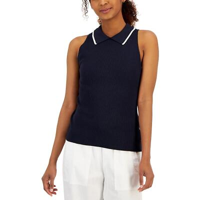 #ad Tommy Hilfiger Womens Navy Ribbed Pullover Tank Polo Top Shirt XL BHFO 1022 $18.99