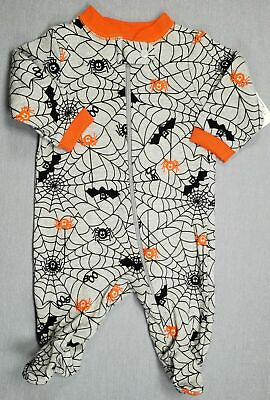 #ad New Baby Boy Clothes Newborn Gray Orange Spiders Bats amp; Webs Halloween Outfit $14.99