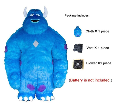 #ad 6.5ft Inflatable Mascot Costume Adults Monster Blue Full Suit Plush 200cm $449.99