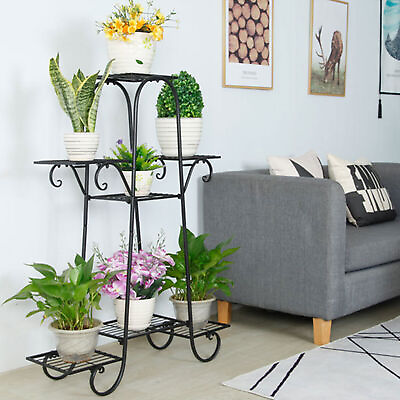 #ad NEW 7 Tier Metal Flower Pot Plant Stand Iron Art Display Shelf Multilayer Rack $38.00