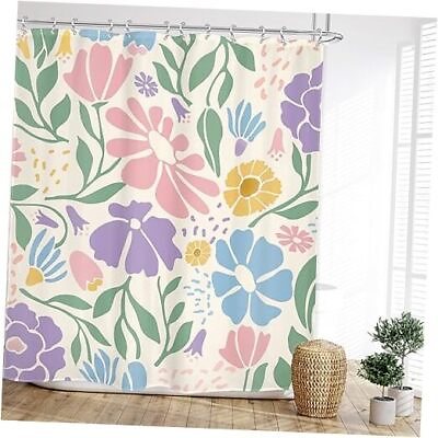 #ad Floral Shower Curtain Girls Abstract Matisse Boho Flower Leaves Aesthetic $30.97