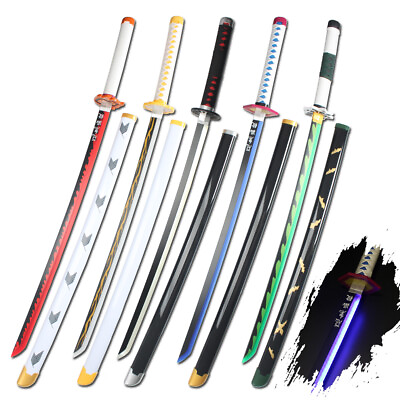 #ad LED Light Up Demon Slayer Sword Roronoa Zoro Swords Katana with Stand and Belt $49.99