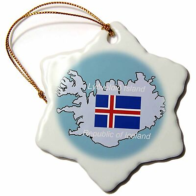 #ad 3dRose The map and flag of Iceland with Republic of Iceland printed in English a $14.99
