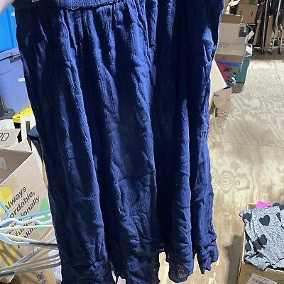 #ad Notations Woman’s Dark Blue 100% Cotton Skirt Stretch Elastic Waist 2X $19.99