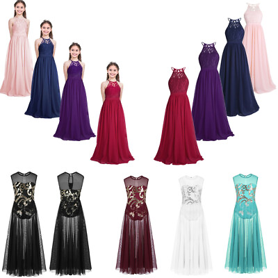 #ad US Kids Flower Girls Princess Party Dress Wedding Bridesmaid Long Maxi Dresses $16.88