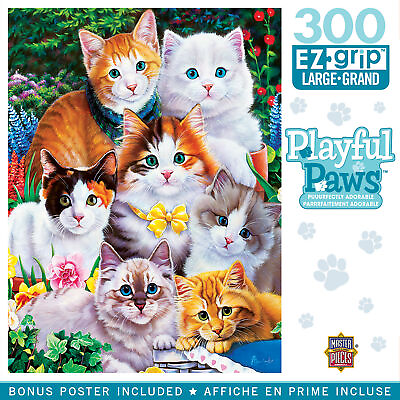 #ad MasterPieces Playful Paws Puuurfectly Adorable 300 Piece EZ Grip Puzzle $16.99